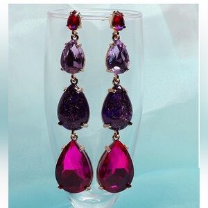 Zara Fuchsia and Violet Teardrop Dangle Earrings